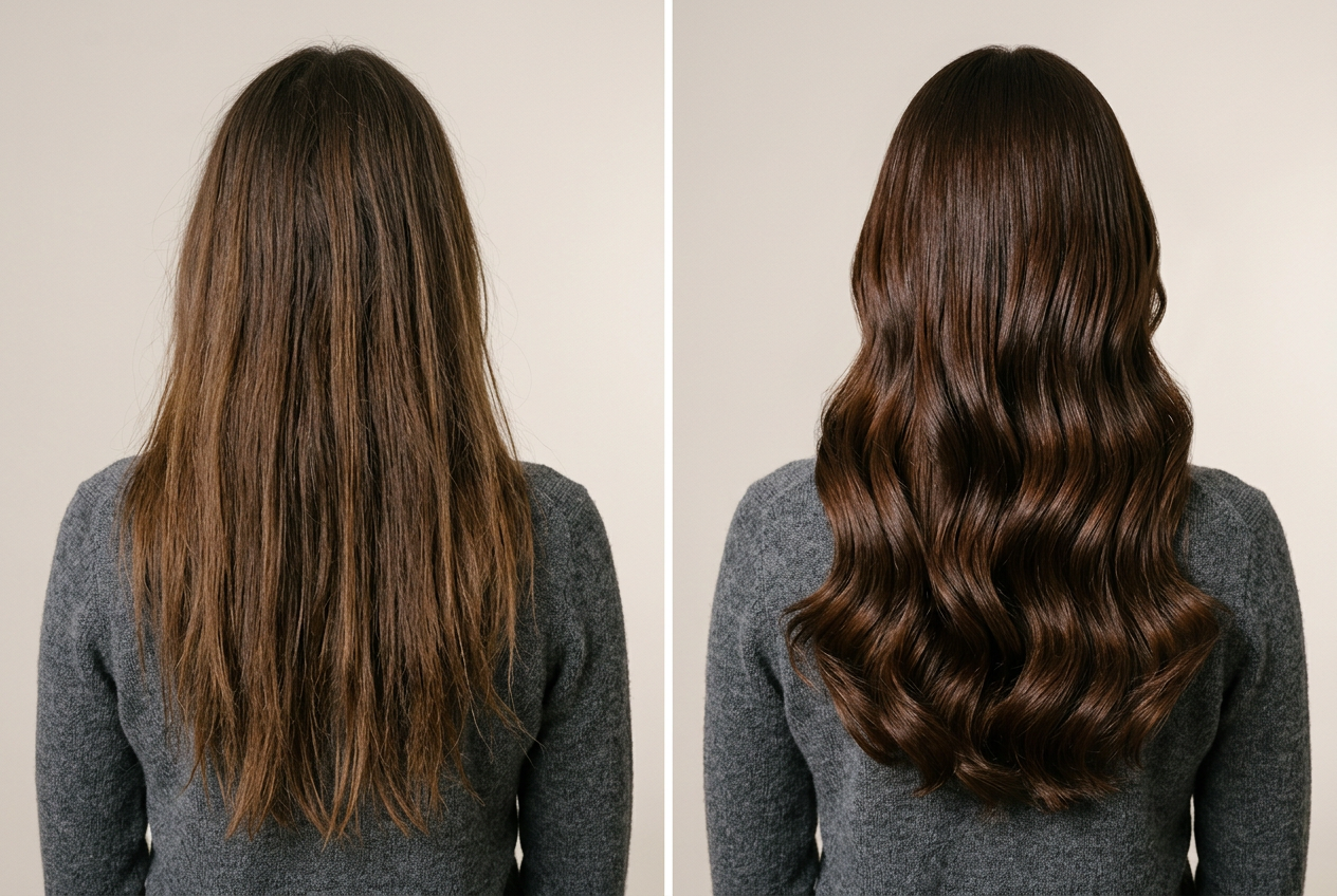 Before and after hair transformation